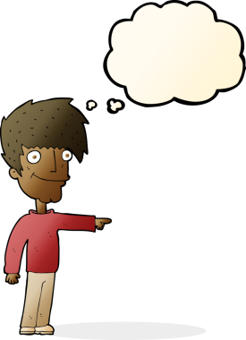 Bir insan tarafından çizilmiş konuşma balonuyla işaret eden mutlu adam çizgi filmi.