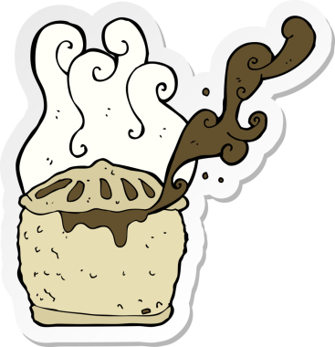 Bir insan tarafından çizilmiş karikatür etli böreğin çıkartması.