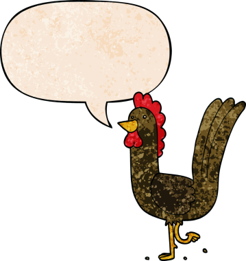 bir insan tarafından çizilmiş eski moda konuşma baloncuğu ile çizgi film horozu