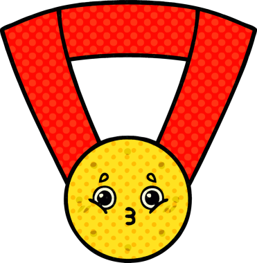 Bir insan tarafından çizilmiş altın madalyanın karikatürü.