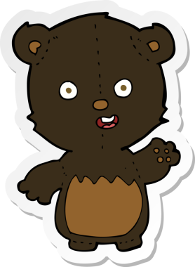 Bir insan tarafından çizilmiş siyah ayı yavrusu sallayan bir çizgi filmin çıkartması.