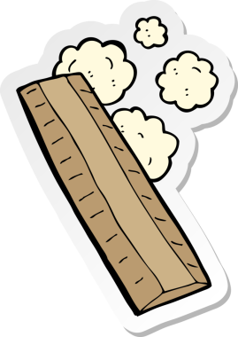 Bir insan tarafından çizilmiş ahşap bir cetvel çıkartması.