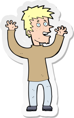 Bir insan tarafından çizilmiş heyecanlı bir adamın çıkartması.