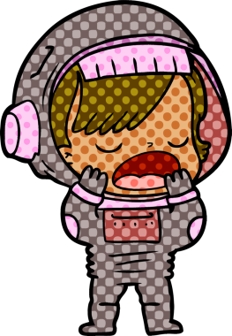 Çizgi film konuşan astronot bir insan tarafından çizilmiş.