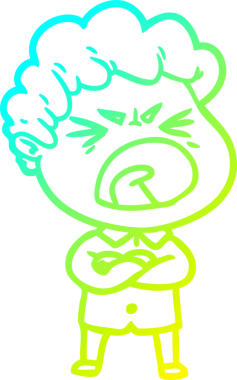 Bir insan tarafından çizilmiş öfkeli bir çizgi film karakteri.