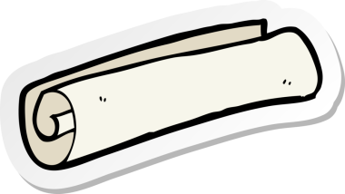 Bir insan tarafından çizilmiş bir çizgi film parşömeninin çıkartması.