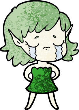 Bir insan tarafından çizilmiş ağlayan elf kızı.