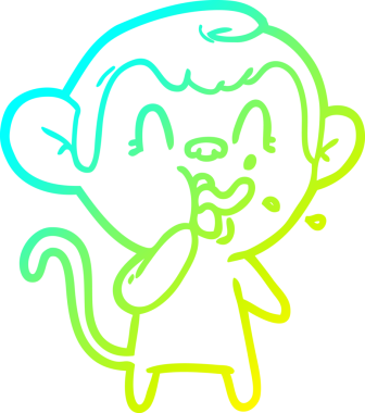 Bir insan tarafından çizilmiş çılgın bir çizgi film maymunu çizimi