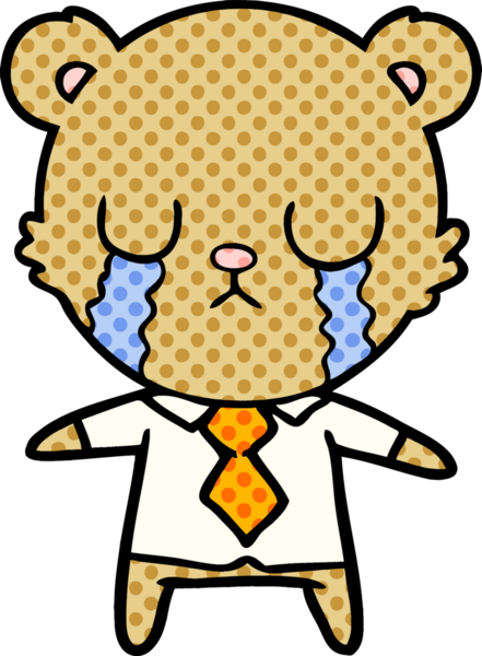 Bir insan tarafından çizilmiş ağlayan çizgi film ayısı.