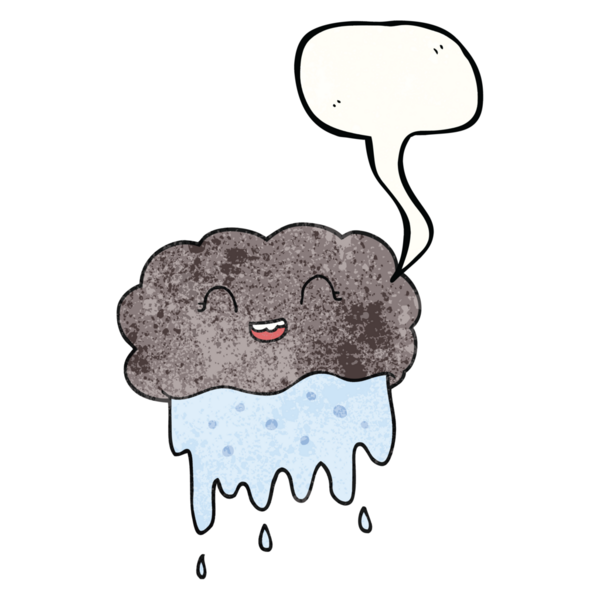 Bir insan tarafından çizilmiş serbest konuşma balonu desenli karikatür yağmur bulutu