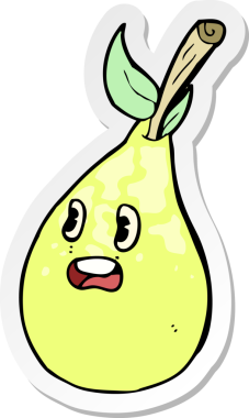 Bir insan tarafından çizilmiş karikatür armudu çıkartması.