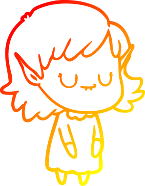 Bir insanın çizdiği elbiseyi giyen mutlu bir elf kızı çiziyor.