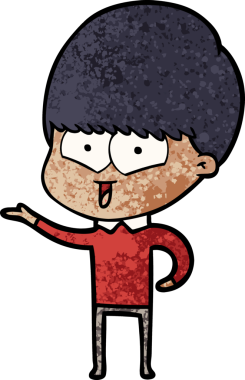 Bir insan tarafından çizilmiş mutlu çocuk çizgi filmi.