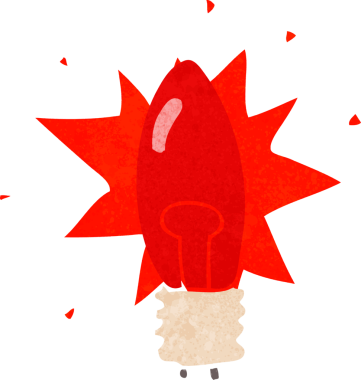 bir insan tarafından çizilmiş kırmızı bir ampul.