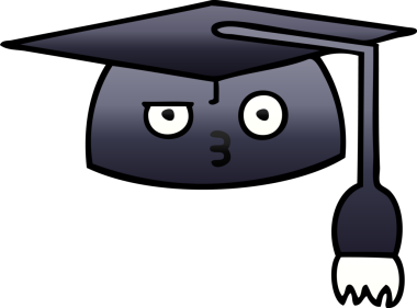 Bir insan tarafından çizilmiş mezuniyet şapkasının gölgeli çizgi filmi.