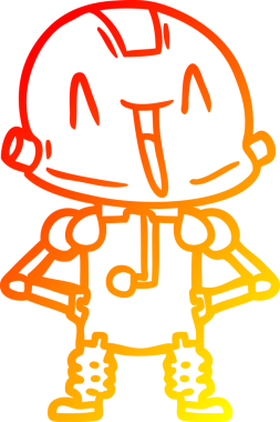 Bir insan tarafından çizilen çizgi film robotunun sıcak çizgi çizimi