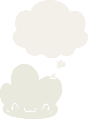 Düşünce baloncuğu olan karikatür bulutu insan tarafından çizilmiş.