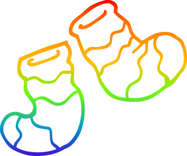 Bir insan tarafından çizilmiş çizgili çizgili çorapların çizimi.