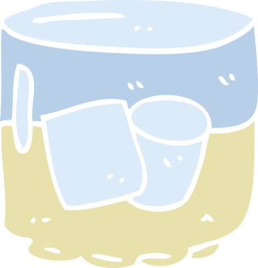 Bir insan tarafından çizilmiş viski ve buzun düz renk çizimi