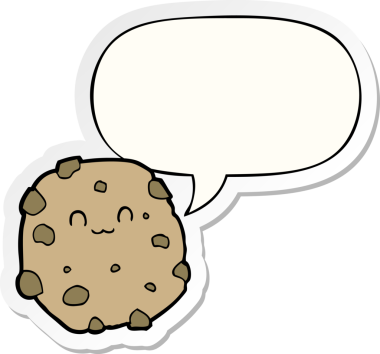 Bir insan tarafından çizilmiş konuşma balonu çıkartmalı çizgi film bisküvisi.