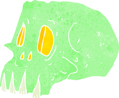 Bir insan tarafından çizilmiş ürkütücü bir kafatası.