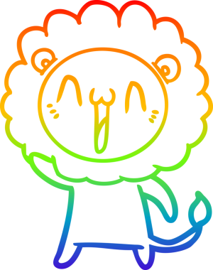 gökkuşağı gradyanı çizimi bir insan tarafından çizilmiş mutlu bir karikatür aslanı