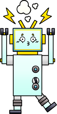 Bir insan tarafından çizilmiş bir robotun gölgelenmiş çizimi