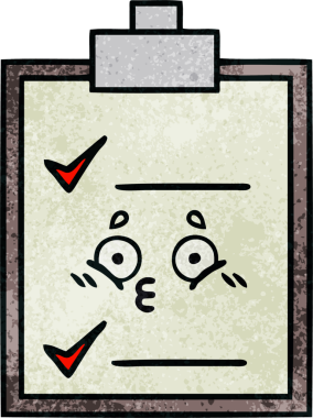 Bir insan tarafından çizilmiş kontrol listesinin retro grunge desen karikatürü