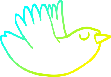 Bir insan tarafından çizilmiş soğuk hava çizgisinde uçan bir kuşun çizimi