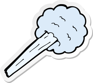 Bir insan tarafından çizilmiş karikatür rüzgarı çıkartması.