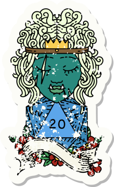 Retro Dövme Tarzı Yarı Ork Barbar Doğal yirmilik zar atışıyla bir insan tarafından çizilmiş