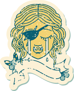 Retro Dövme Biçimi Ağlayan Ork düzenbaz karakter yüzü Bir insan tarafından çizilmiş