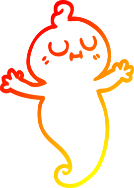 Bir insan tarafından çizilmiş bir çizgi film hayaletinin sıcak çizgi çizimi