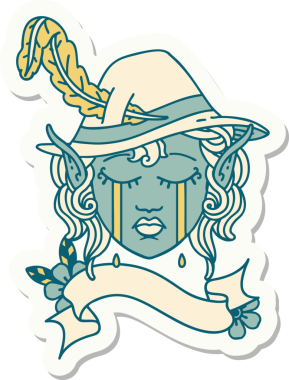 Bir insan tarafından çizilmiş ağlayan bir elf karakterinin çıkartması.