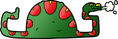 Bir insan tarafından çizilmiş yılan dolu bir çizgi film.