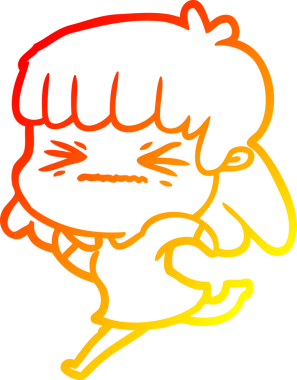 Bir insan tarafından çizilmiş kızgın bir kızın sıcak çizgi çizimi