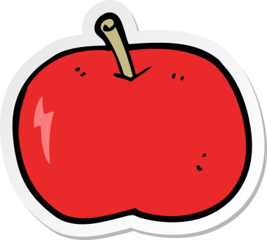 Bir insan tarafından çizilmiş parlak bir elmanın çıkartması.