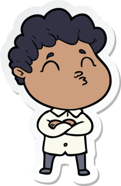 Bir insan tarafından çizilmiş karikatür adamın çıkartması.