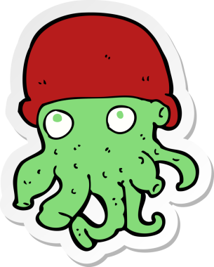 Bir insan tarafından çizilmiş şapka takan bir uzaylı kafasının çıkartması.