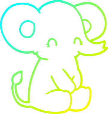 Bir insan tarafından çizilmiş şirin bir filin soğuk gradyan çizgisi