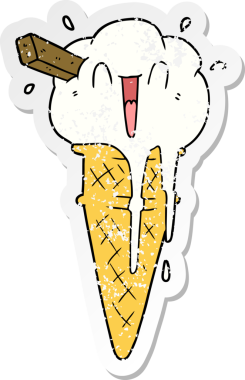 Bir insan tarafından çizilmiş karikatür dondurmasının sıkıntılı çıkartması.