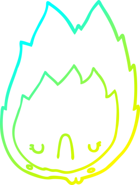 Bir insan tarafından çizilmiş mutsuz bir alevin soğuk çizgi çizimi