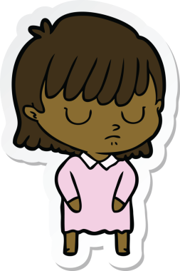 Bir insan tarafından çizilmiş bir karikatür kadının çıkartması.