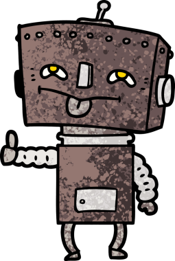 Bir insan tarafından çizilmiş çizgi film robotu