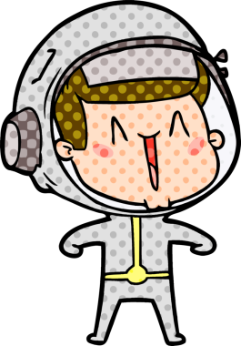 Bir insan tarafından çizilmiş mutlu astronot çizgi filmi.