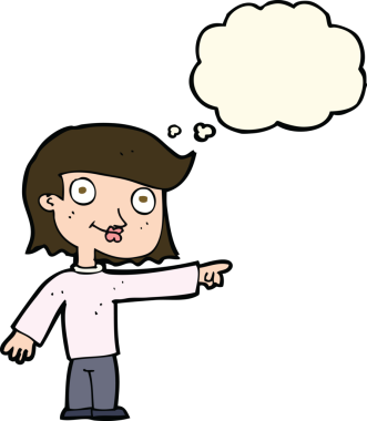 Bir insan tarafından çizilmiş düşünce balonlu bir çizgi film karakteri.