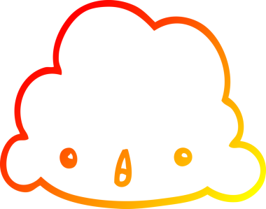 Bir insan tarafından çizilen karikatür bulutunun sıcak gradyan çizimi