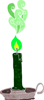 Bir insan tarafından çizilmiş ürkütücü bir mum.