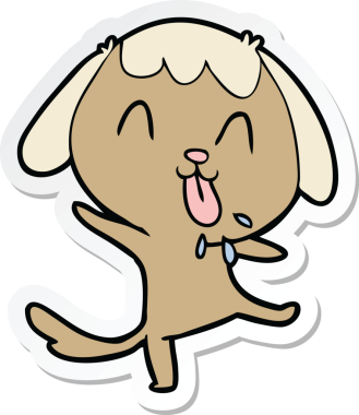 Bir insan tarafından çizilmiş şirin bir köpeğin çıkartması.