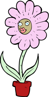 Bir insan tarafından çizilmiş karikatür çiçeği